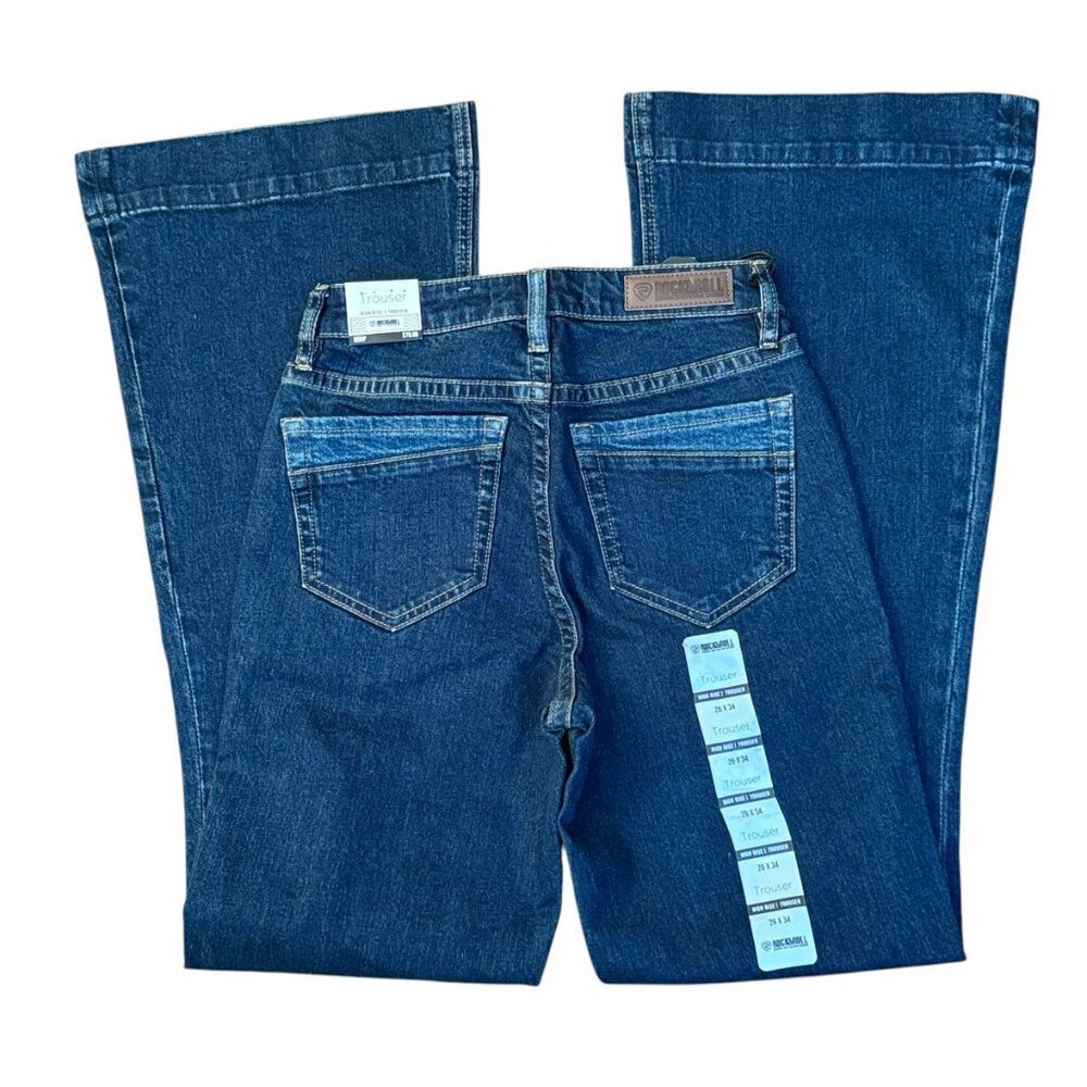 NWT Rock & Roll Denim Highrise Dark Wash Two Tone Pocket Trouser Jeans 26x34